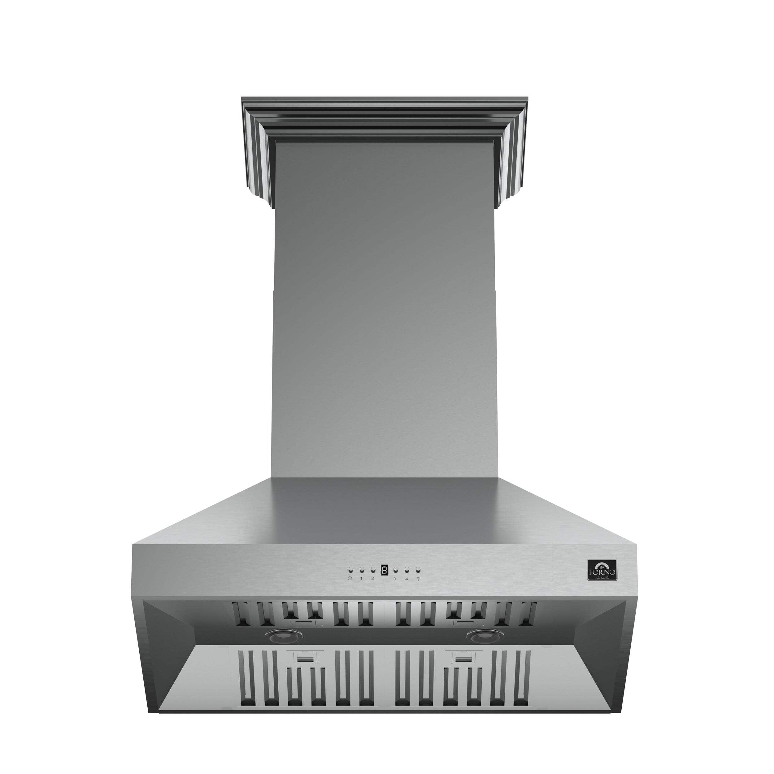 Forno Orvieto 36-inch Wall Mount Range Hood, 1200 CFM Double Motor, 4 Speed Control, All Stainless Steel