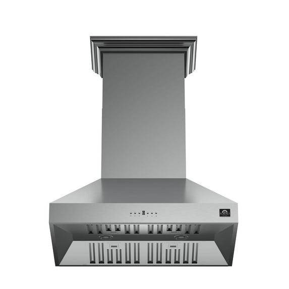 Forno Orvieto 36-inch Wall Mount Range Hood, 1200 CFM Double Motor, 4 Speed Control, All Stainless Steel