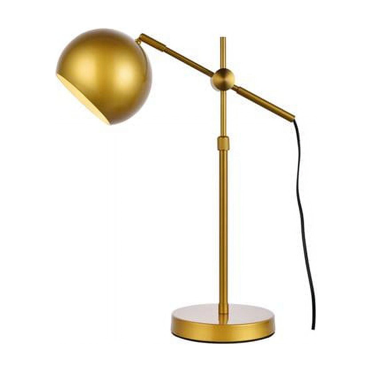 Adjustable Brass Globe Iron Table Lamp with Black Cord