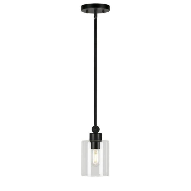 Jayden 1-Light Black Pendant with Clear Glass