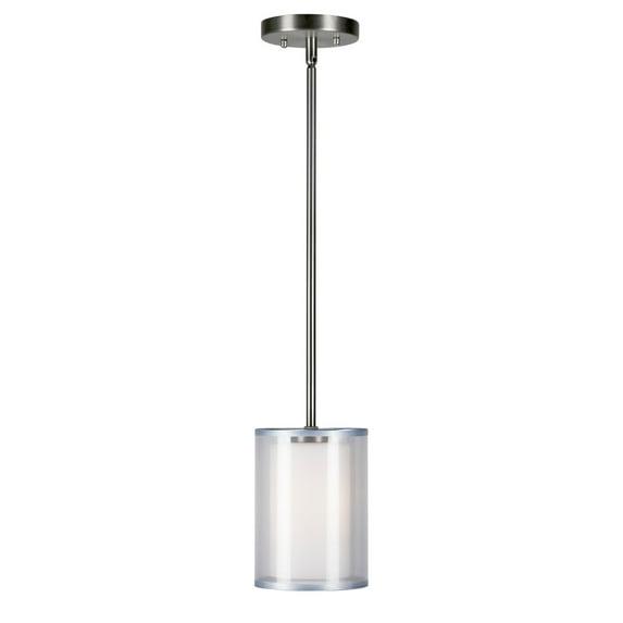 Shaw  1-Light Brushed Nickel Pendant with Satin Opal Glass - Brushed Nickel