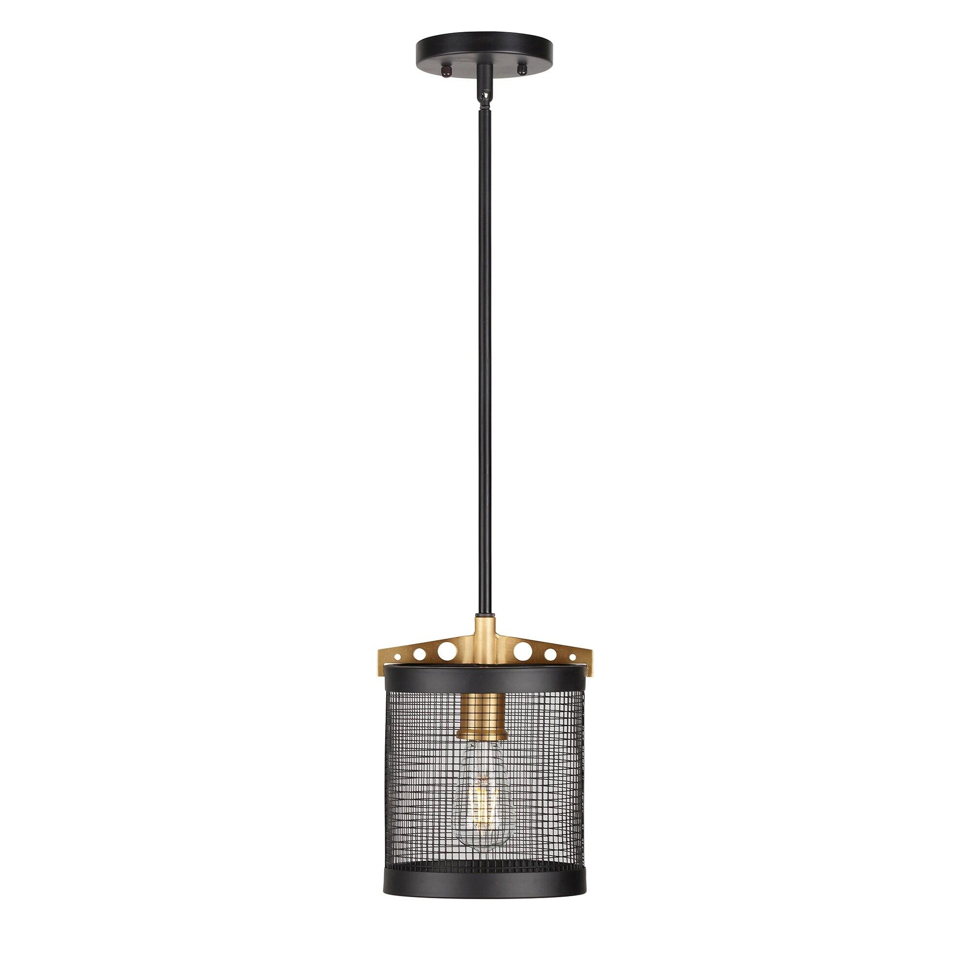 Takoma Mini Drum Pendant in Black and Soft Gold