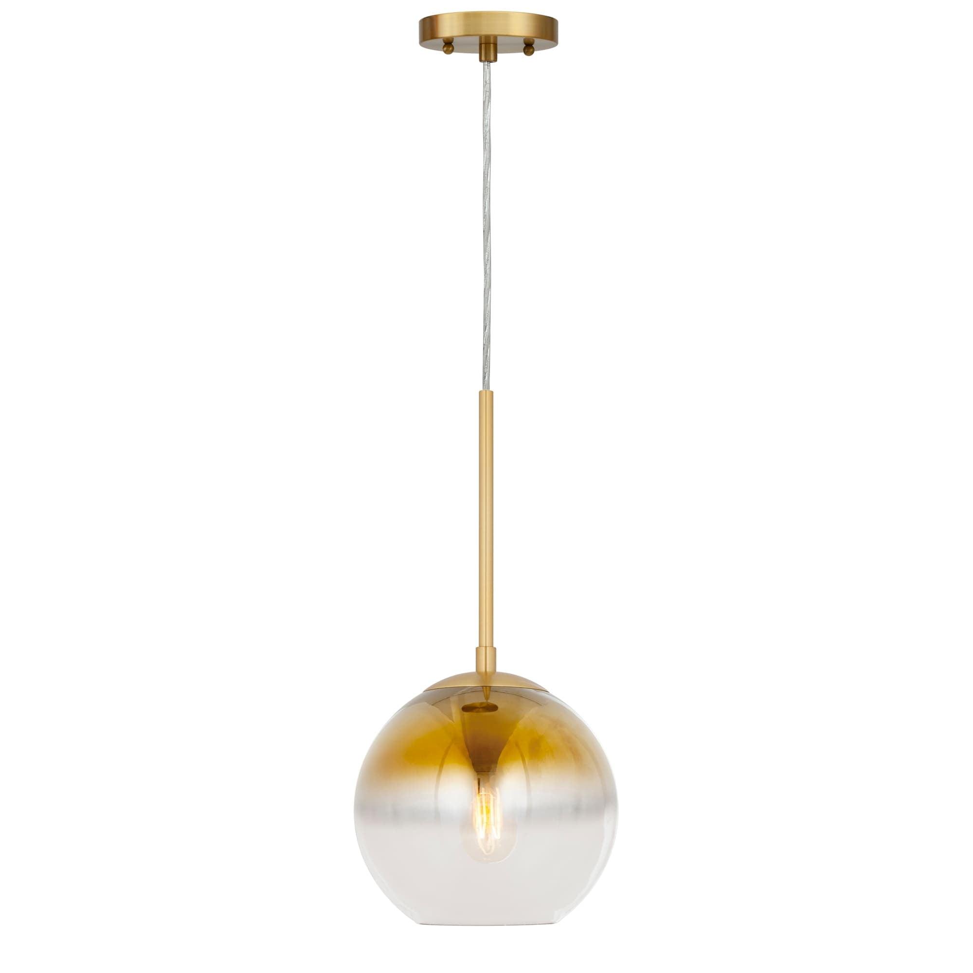 Soft Gold Ombre Globe Glass Pendant - 20" Transitional Elegance