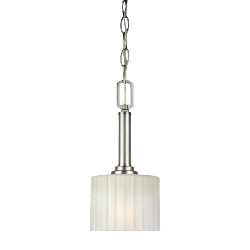 Dayton 12" Satin White and Brushed Nickel Mini Pendant Light