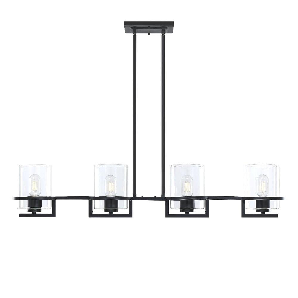 Halo Black Transitional 4-Light Island Pendant with Clear Glass