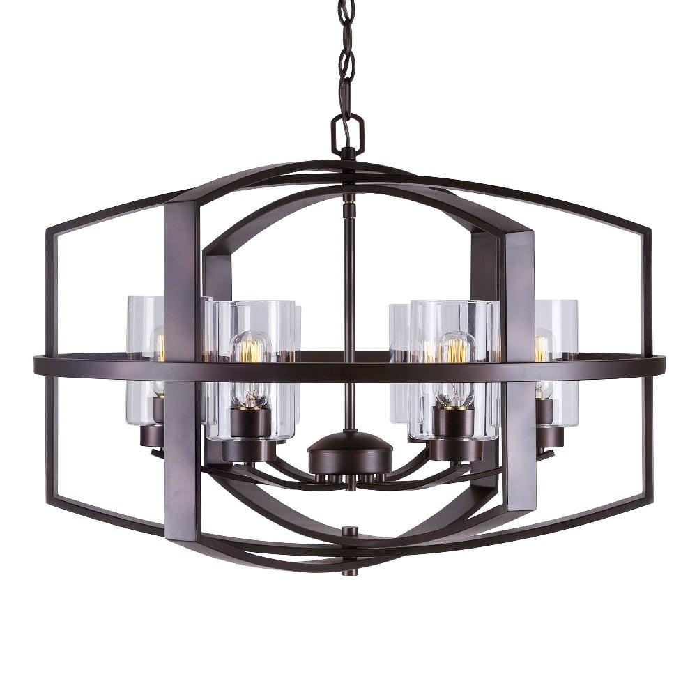 Hyde Antique Bronze 6-Light Steel Chandelier with Clear Glass Shades