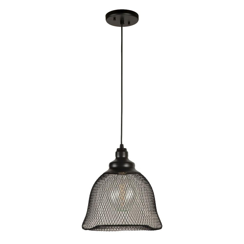 Black Steel Mesh Cage Pendant Light, 12 Inches