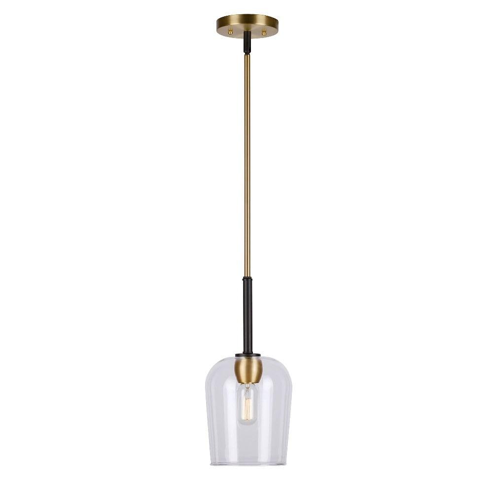 Palmer 15" Gold and Black Glass Mini Pendant Light