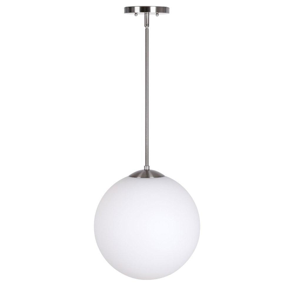 Selene Brushed Nickel Globe Pendant Light with Opal Shade