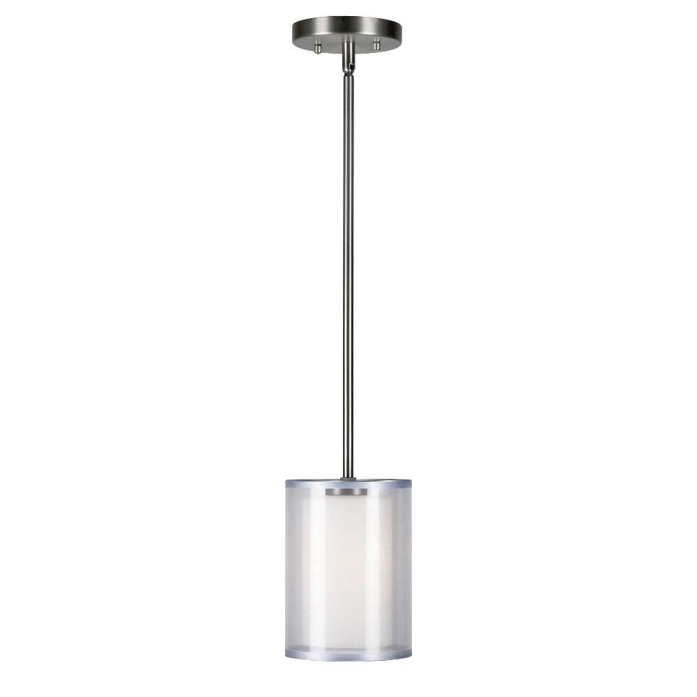 Mini Brushed Nickel Glass Pendant Light with Organza Shade