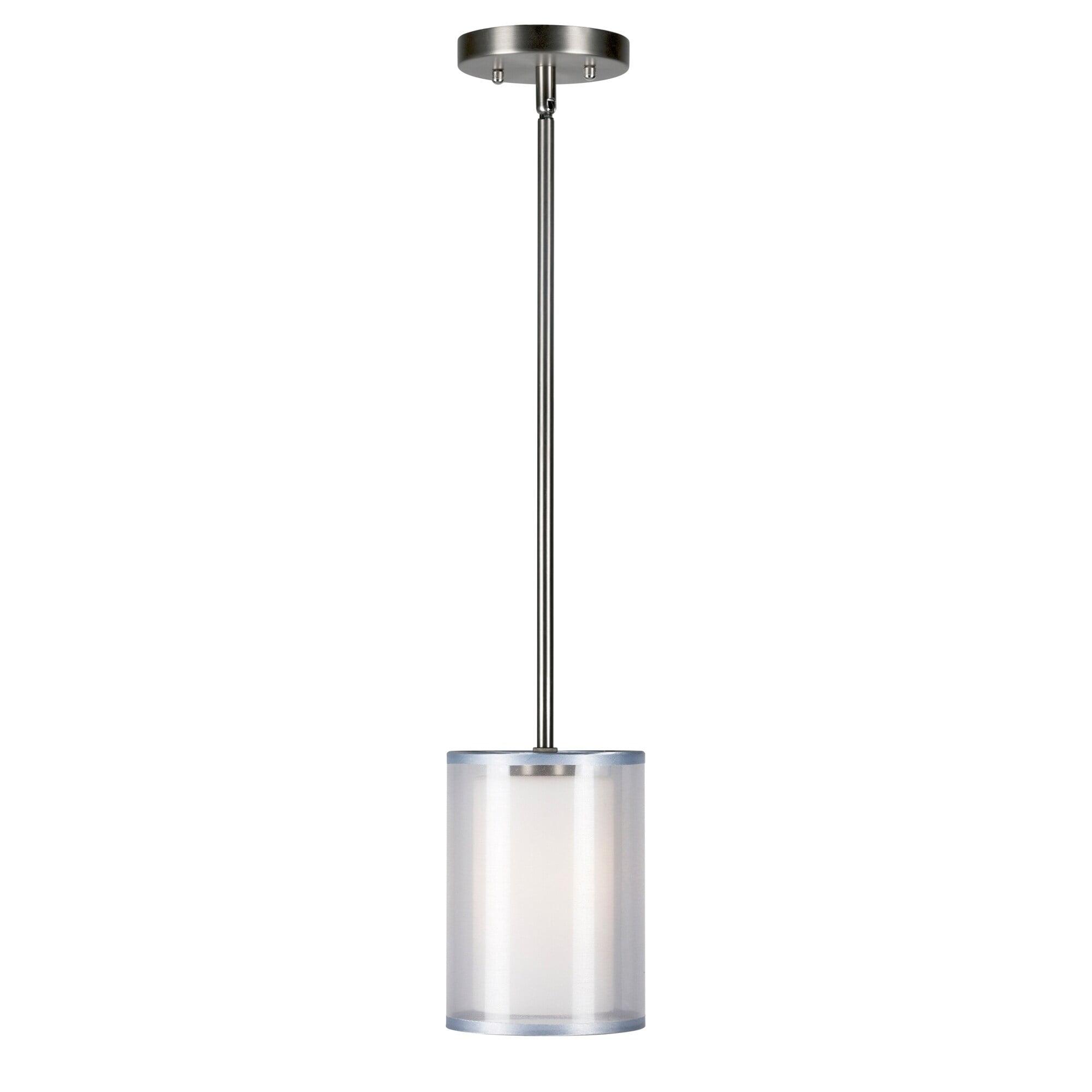 Mini Brushed Nickel Glass Pendant Light with Organza Shade