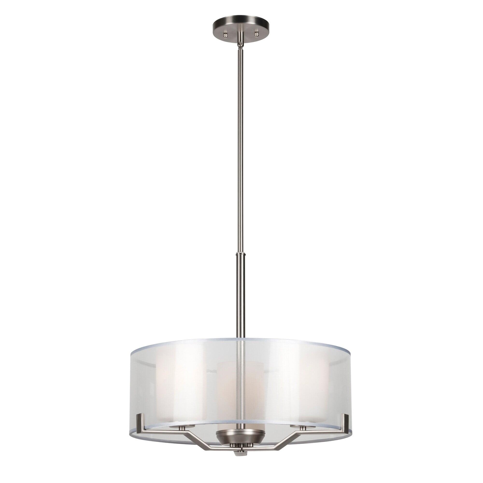 Shaw Brushed Nickel 3-Light Transitional Pendant with Organza Shade