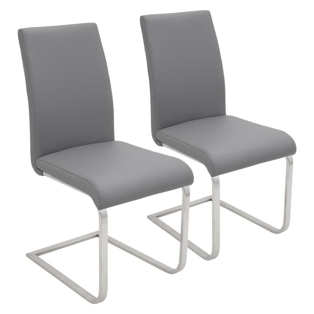 Gray Faux Leather Upholstered Parsons Side Chair