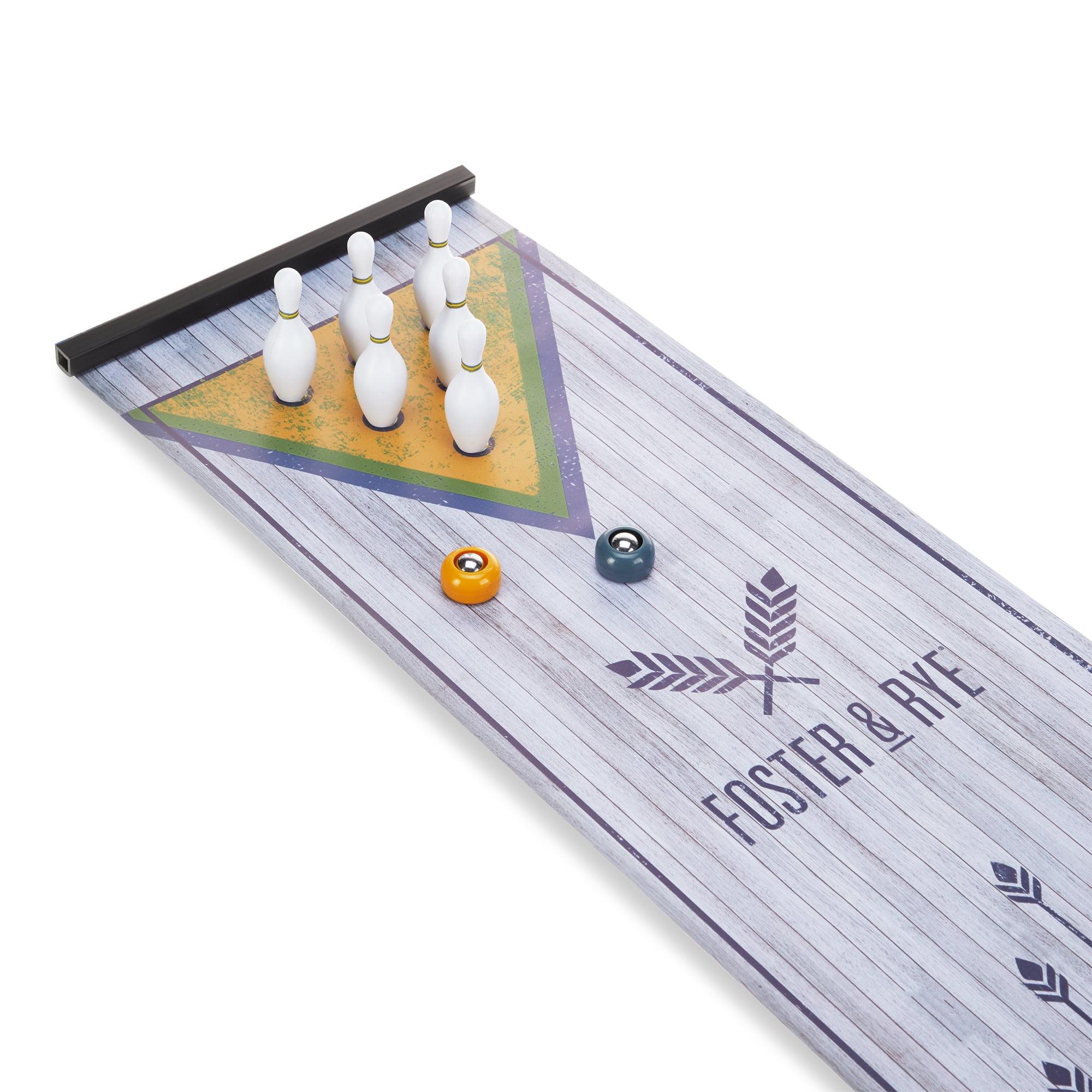 Foster & Rye Mini Bowling Set - Travel and Tabletop Games, Includes Weighted Game Mat and Mini Bowling Pins - Desk Games 9-Piece Set of 1