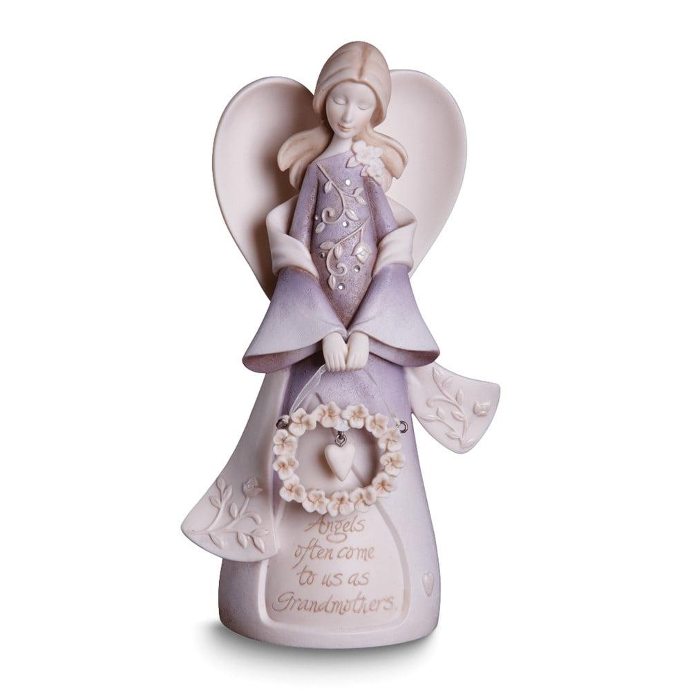 Grandmother Angel Cream and Purple Resin Figurine