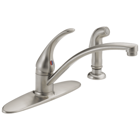 Delta Foundations Single-Handle Kitchen Sink Faucet with Side Sprayer, 4-Hole Kitchen Faucet B4410LF-SS