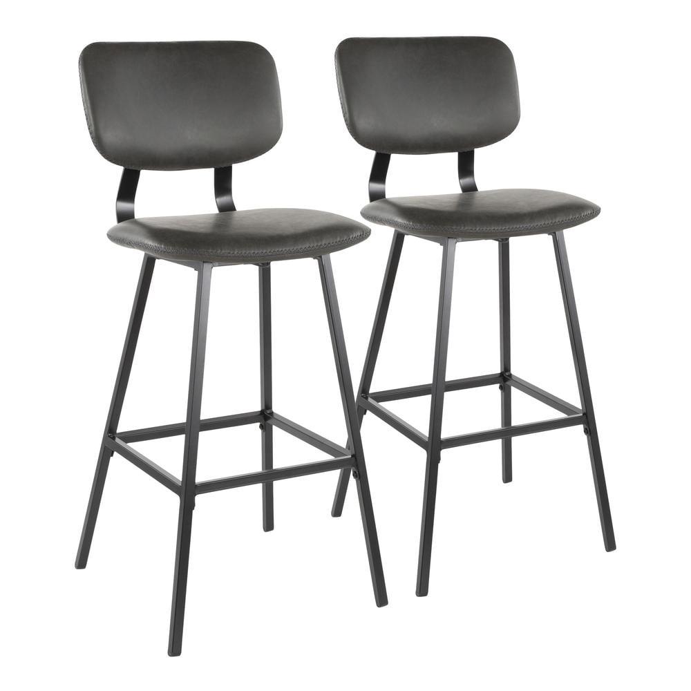 Black Metal and Brown Faux Leather Contemporary Bar Stool