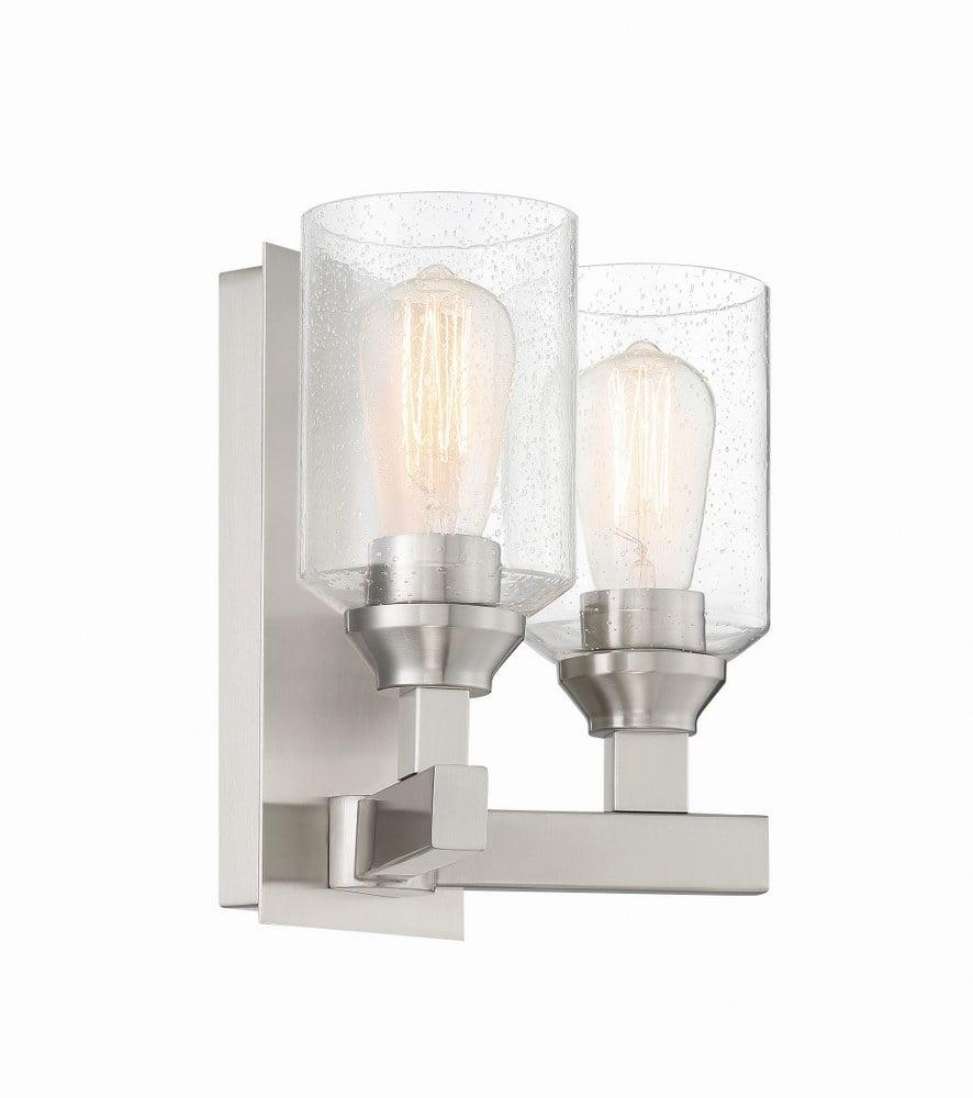 Polished Nickel 2-Light Wall Sconce with Clear Glass Shades