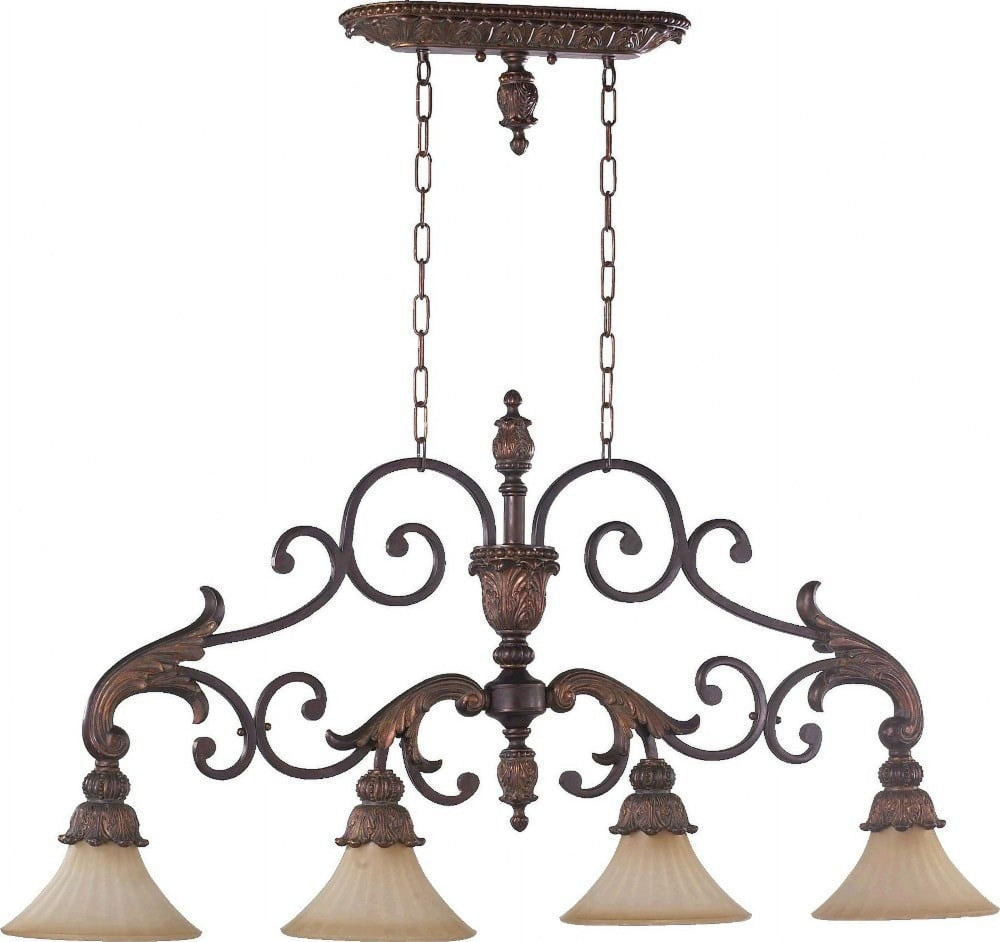 Corsican Gold 4-Light Beaded Bronze Chandelier