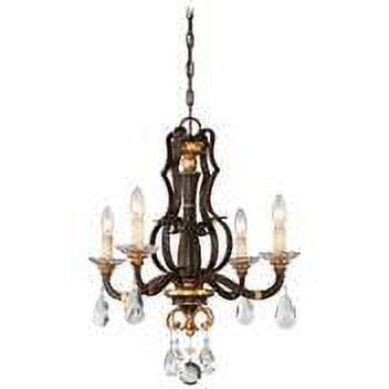 Raven Bronze and Sunburst Gold Mini 4-Light Candle Chandelier