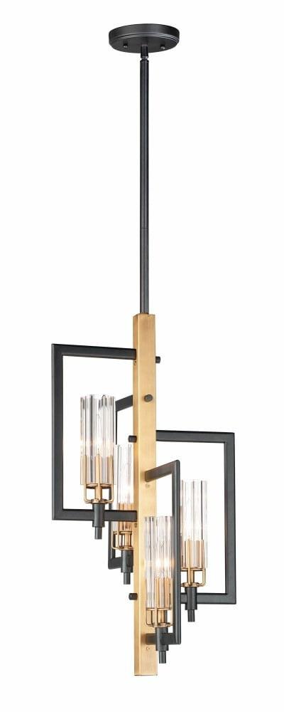 Maxim Lighting Flambeau 4 - Light Pendant in  Black/Antique Brass