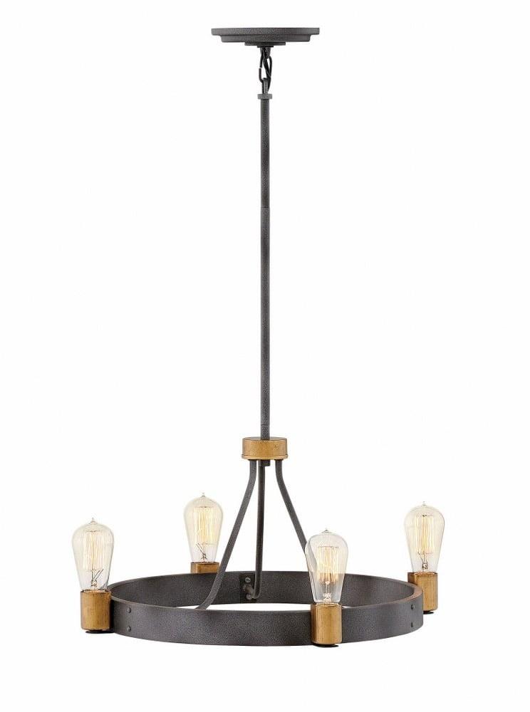 Aged Zinc and Brass 22'' Industrial Chandelier