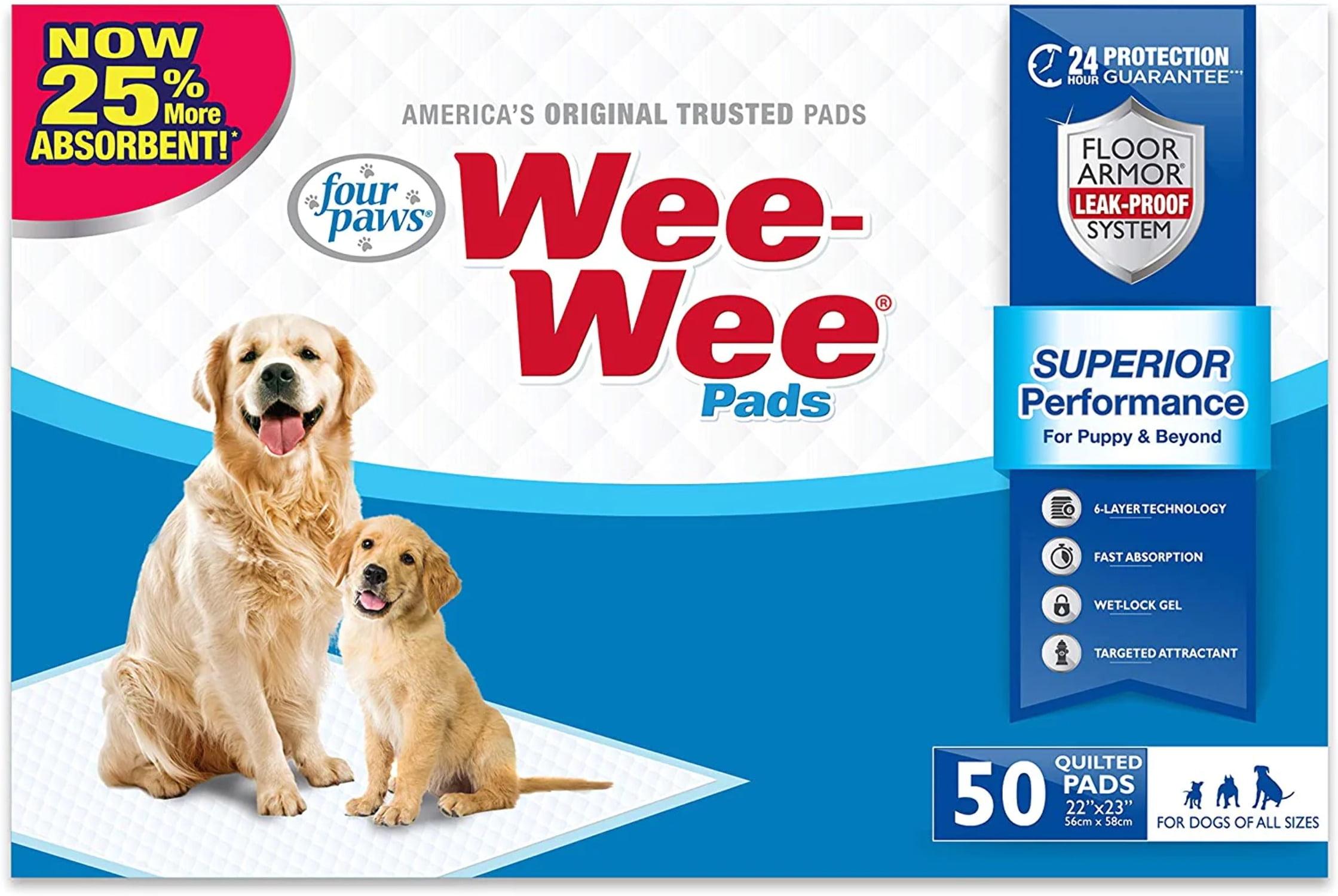 Four Paws Wee Wee Absorbent Potty Training Dog & Puppy Pads, Pet Pee Pads, Standard 50ct