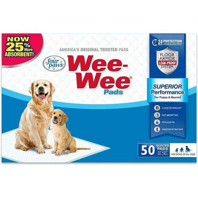 Four Paws Wee Wee Absorbent Potty Training Dog & Puppy Pads, Pet Pee Pads, Standard 50ct