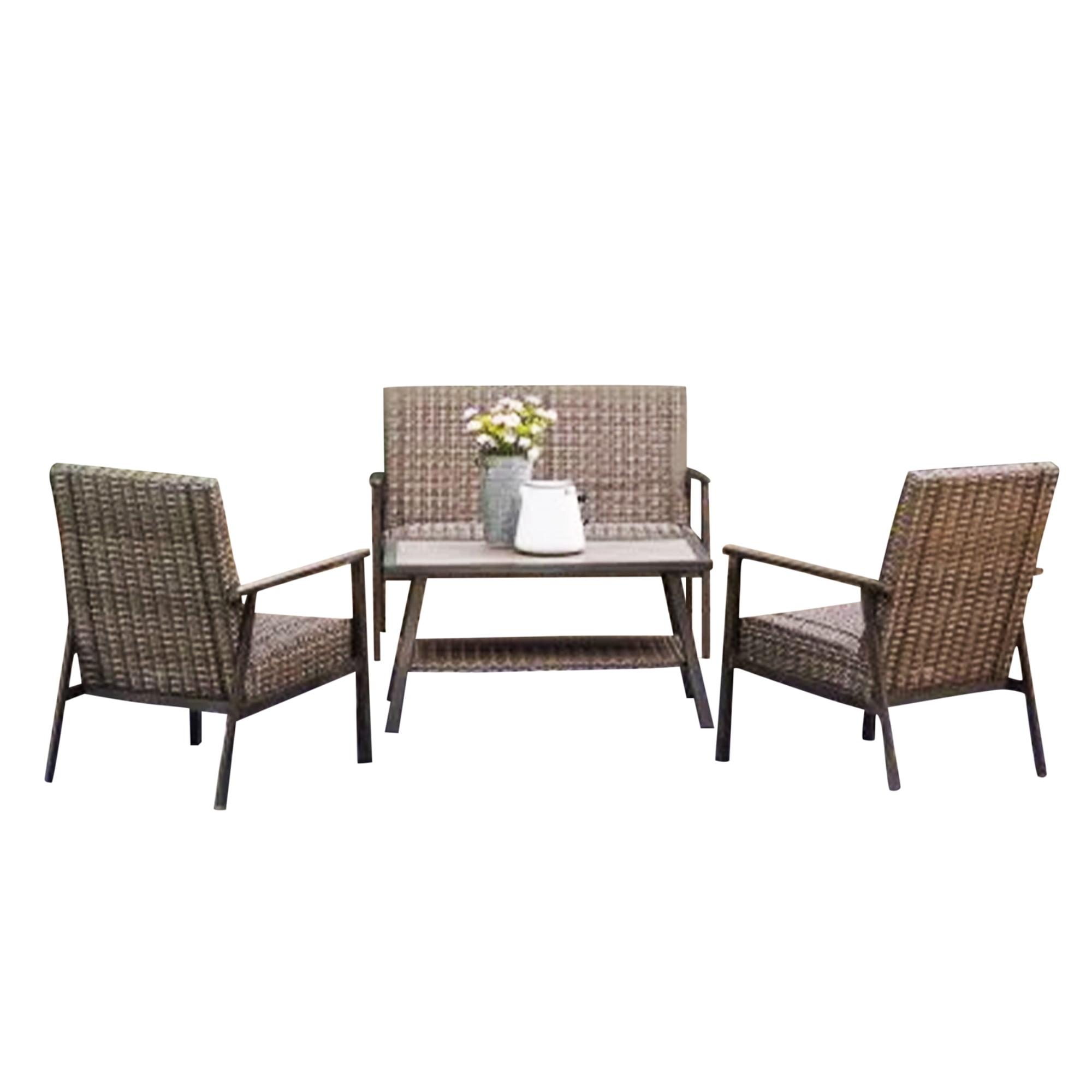 Nantucket 4-Piece Wicker and Steel Patio Seating Set