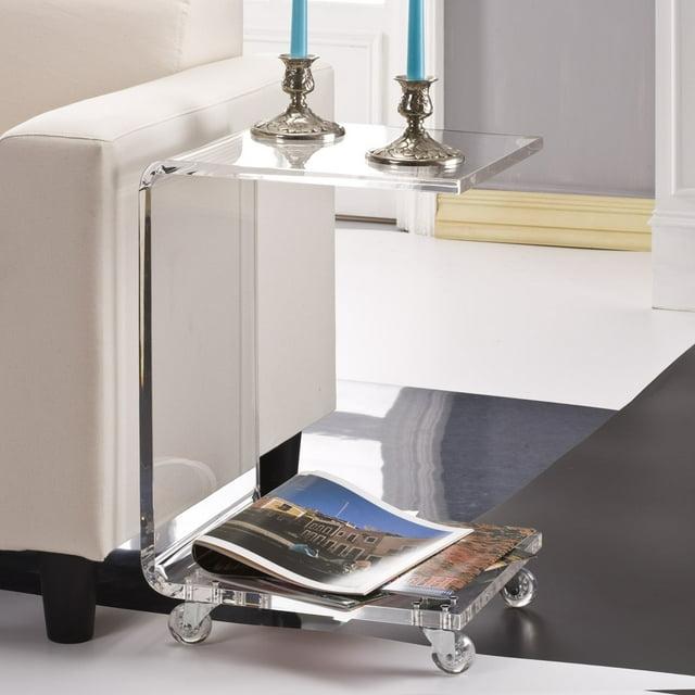 Fox Hill Trading Pure Decor C Shape Lucite and Acrylic Accent Table - Clear