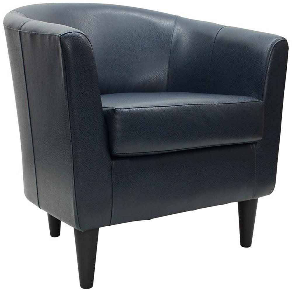 Navy Blue Faux Leather Chesterfield Accent Chair