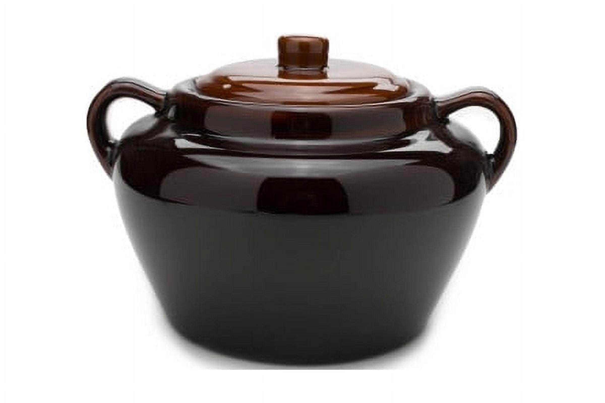 Fox Run 3.5-Quart Brown Ceramic Bean Pot with Lid