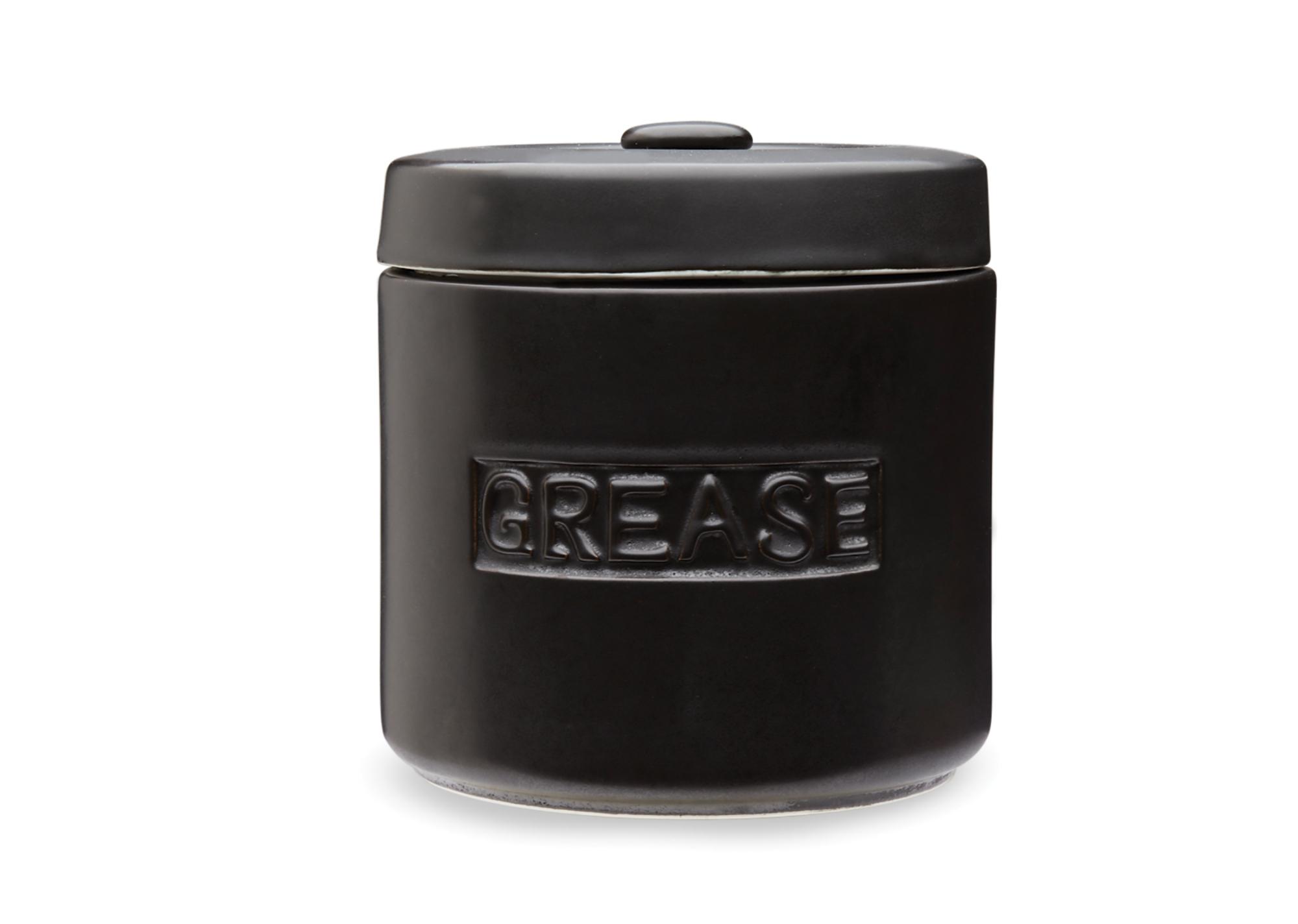 Fox Run Grease Container, Matte Black Ceramic, 4 cup capacity