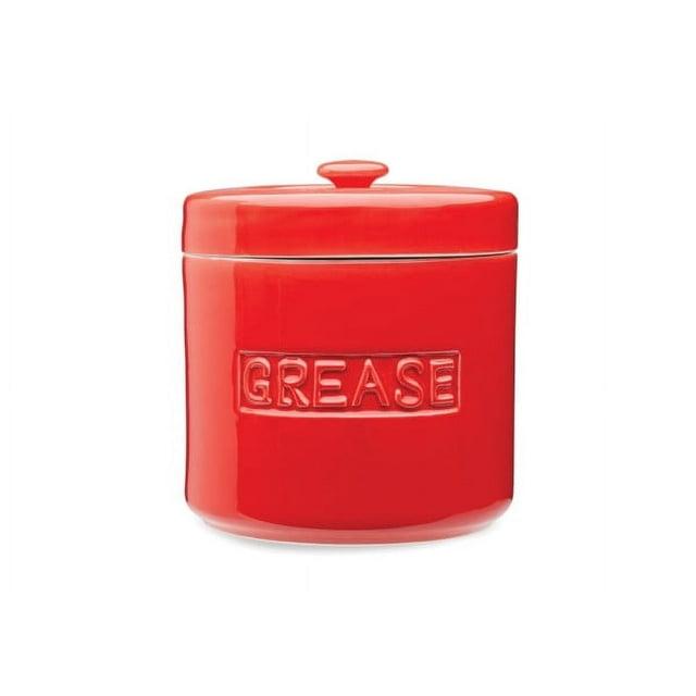 Fox Run Grease Container, Red Porcelain, 4 cup capacity