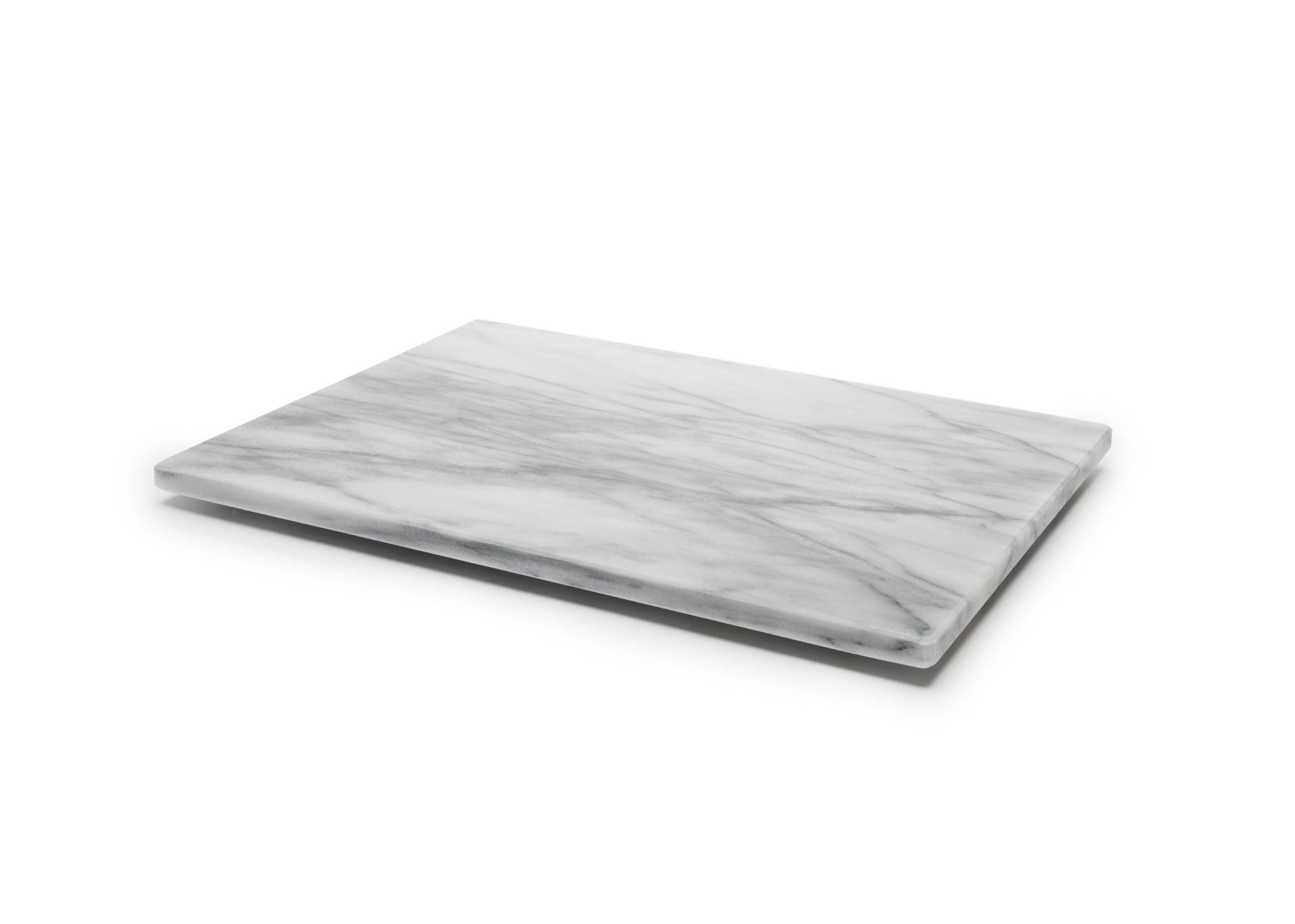 Fox Run Marble Pastry Board with Non-Slip Rubber Feet, White, 12" x 16"