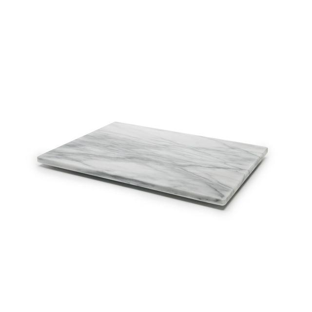 Fox Run Marble Pastry Board with Non-Slip Rubber Feet, White, 12" x 16"