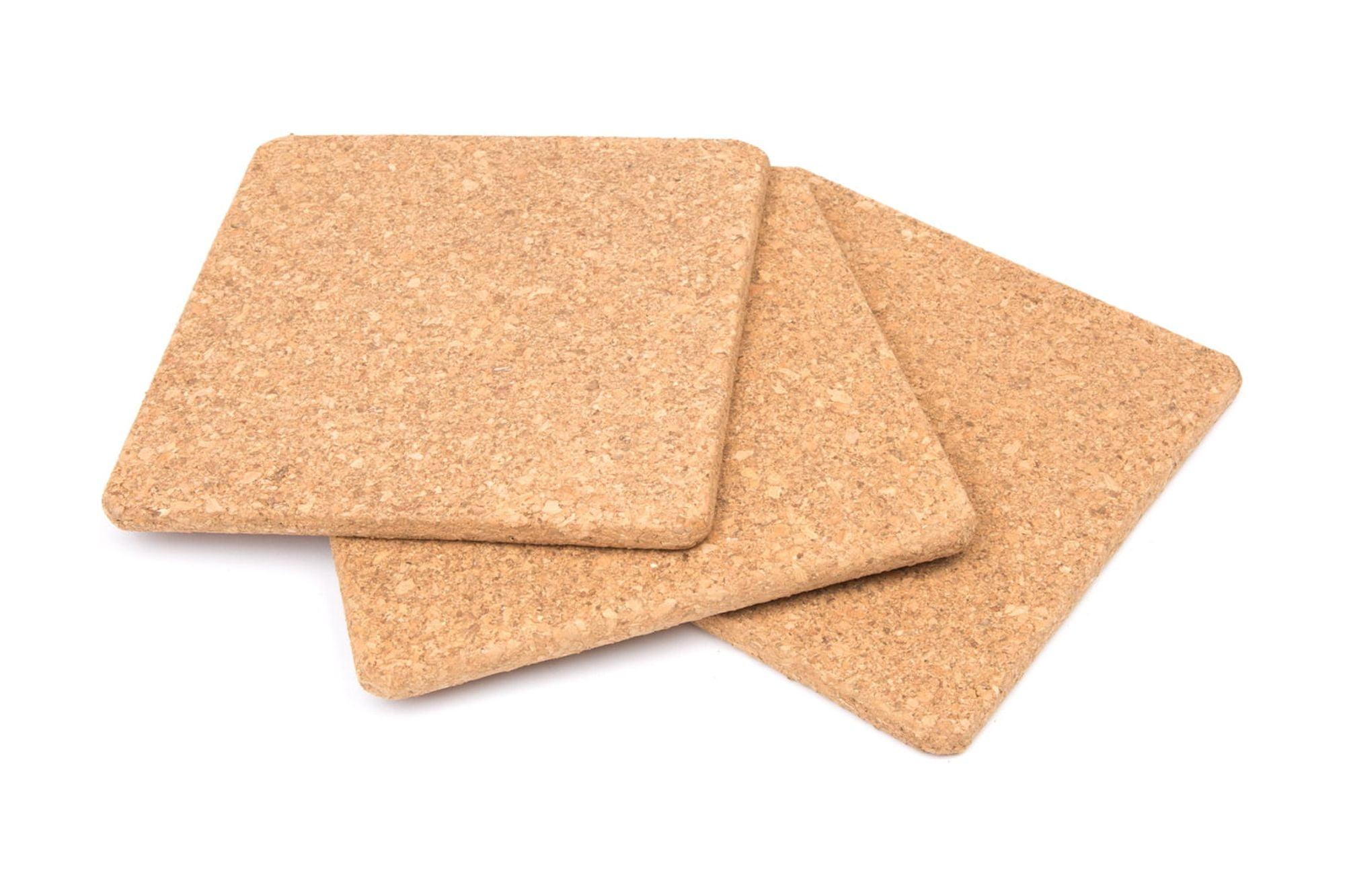 Natural Brown Cork Square Trivets Set of 3