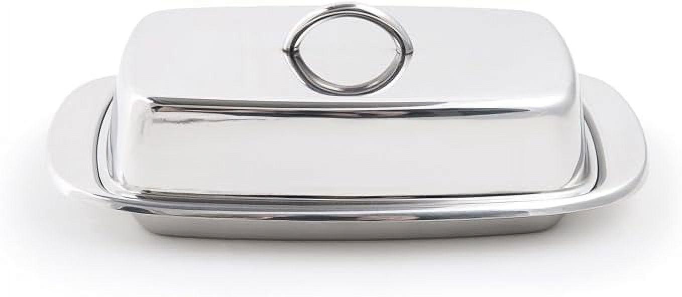 Fox Run 6510 Classic Stainless Steel Butter Dish, Kitchen Dining, 2.75"x7.5"x4"