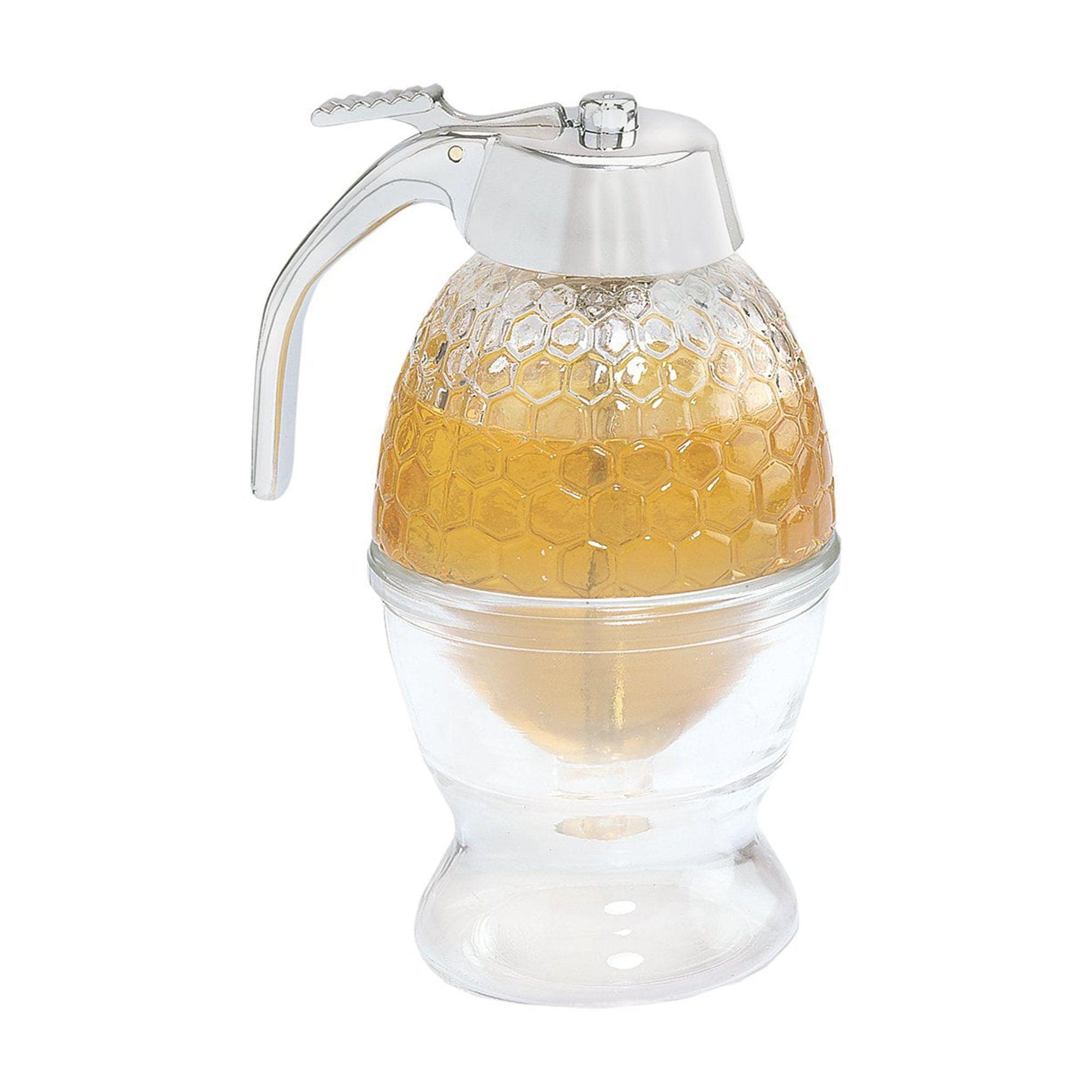 Clear Glass Honey and Syrup Dispenser with Warming Base