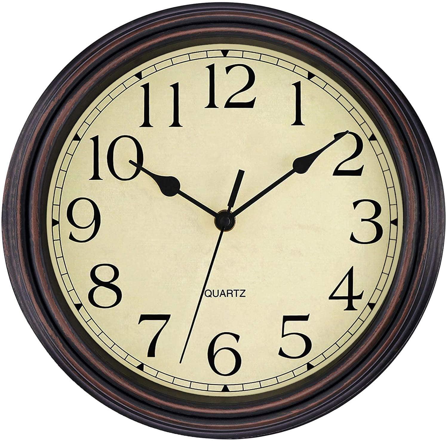 Foxtop 12" Retro Silent Non-Ticking Round Wall Clock