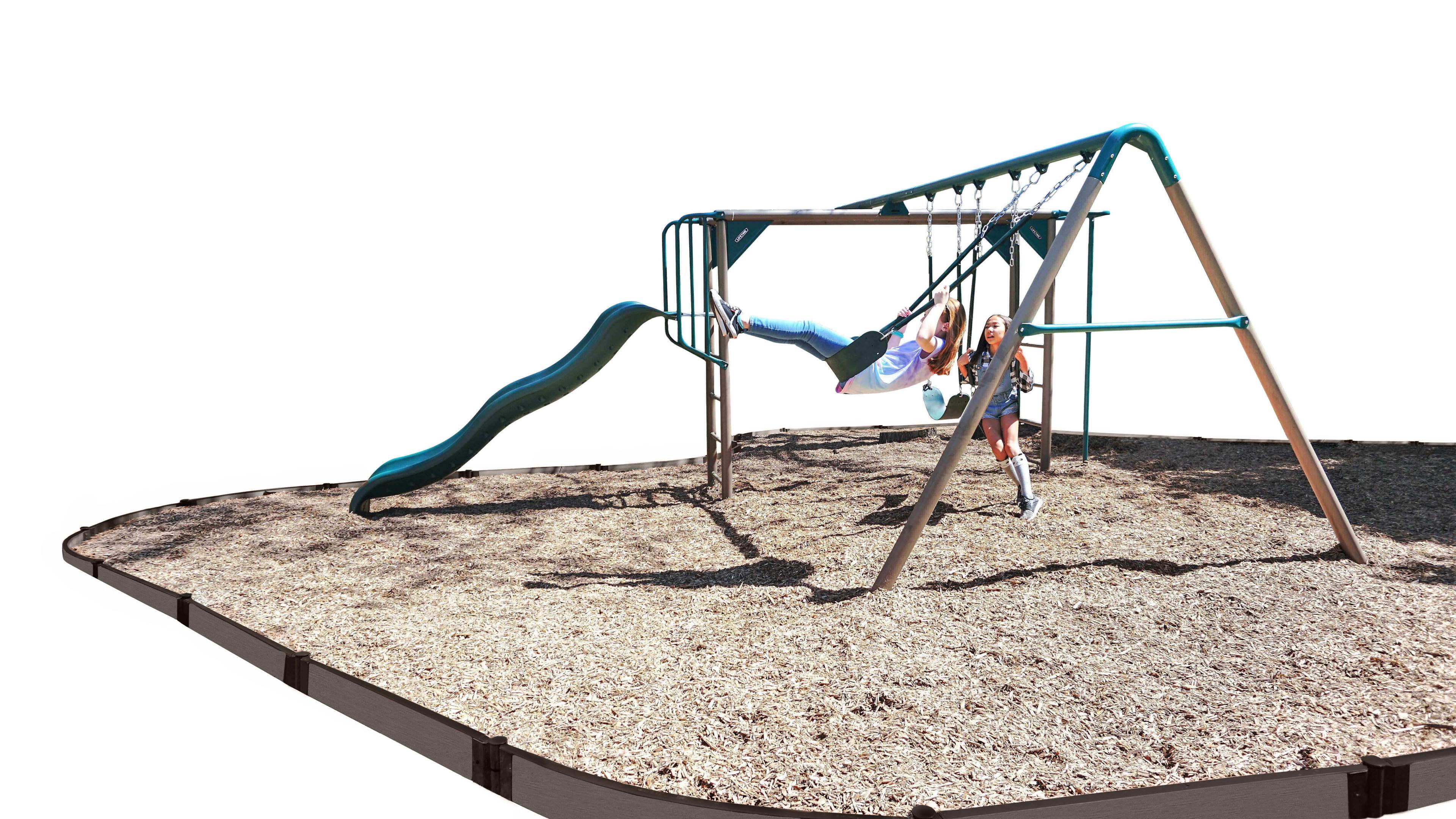 Weathered Wood Curved Playground Border with Snap-Lock Brackets