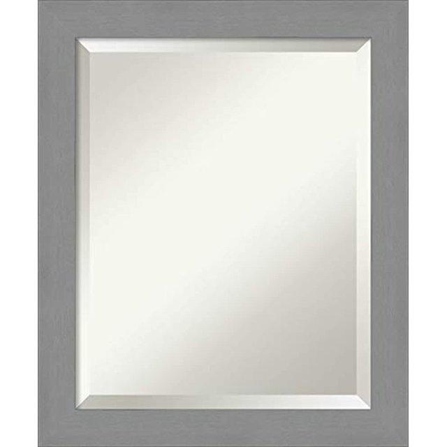 20" x 24" Brushed Nickel Framed Bathroom Vanity Wall Mirror - Amanti Art: Modern Rectangle, No Assembly Required