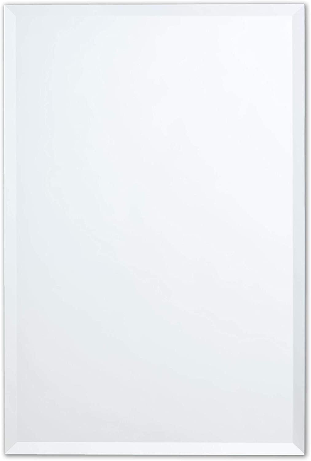 Frameless Beveled Edge 30" x 36" Rectangle Bathroom Wall Mirror Ultra-Flush Mounting