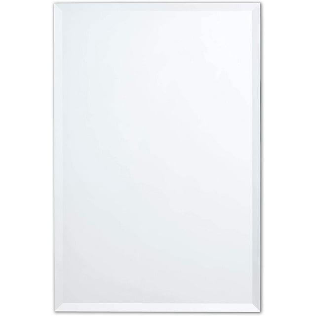Frameless Beveled Edge 30" x 36" Rectangle Bathroom Wall Mirror Ultra-Flush Mounting