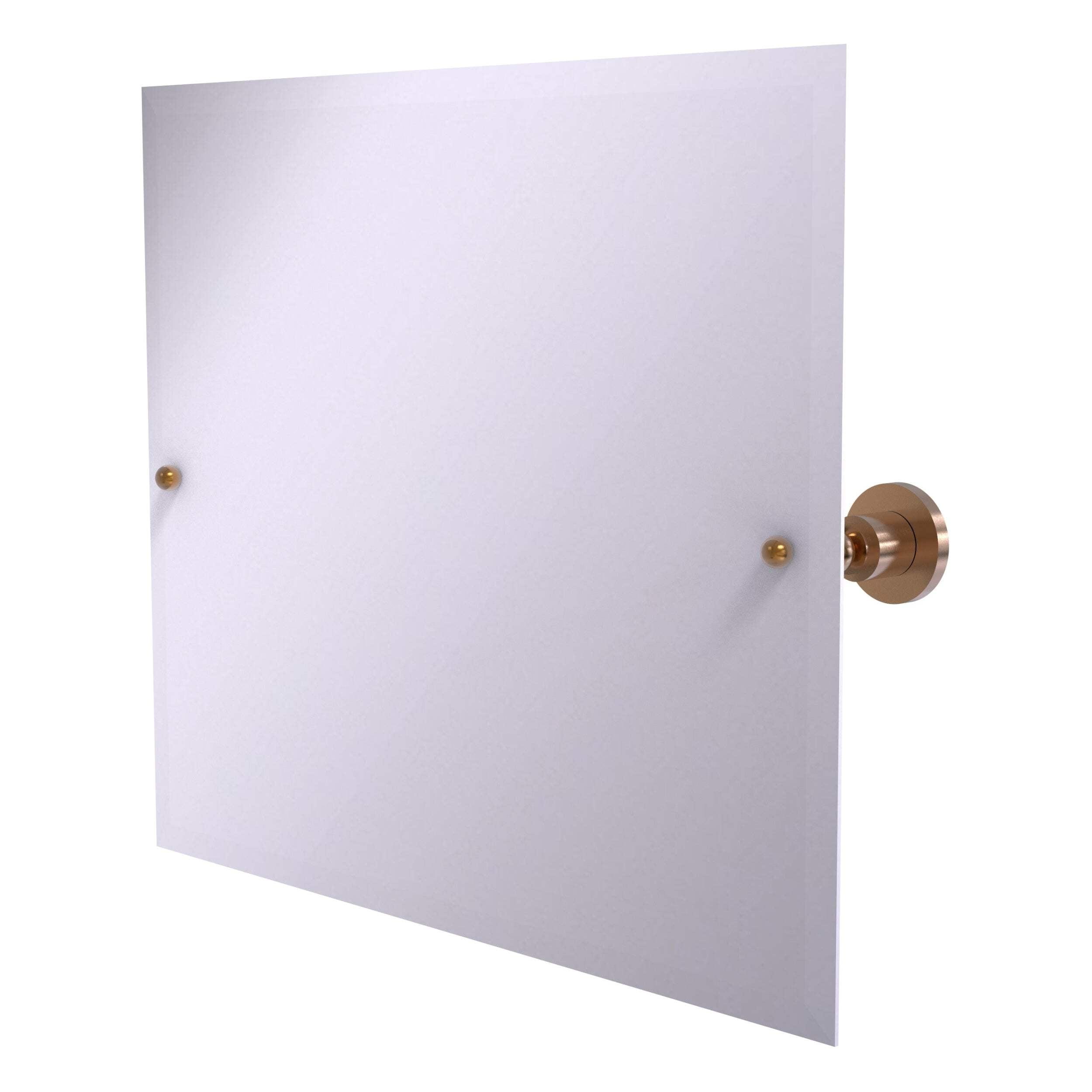 Frameless Rectangular Tilt Mirror with Brushed Bronze Mount