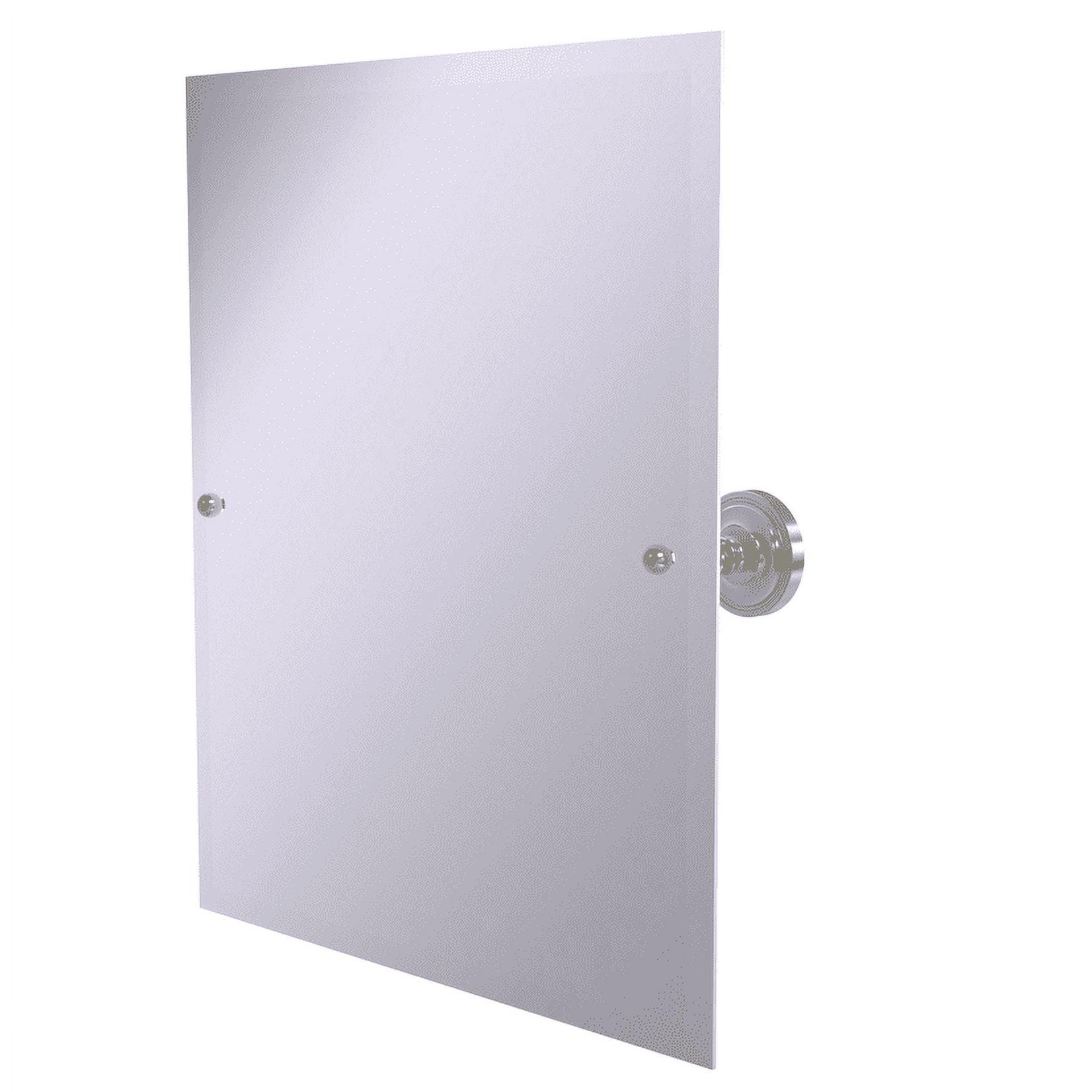 Elegant Frameless Rectangular 26" Beveled Edge Mirror in Satin Nickel