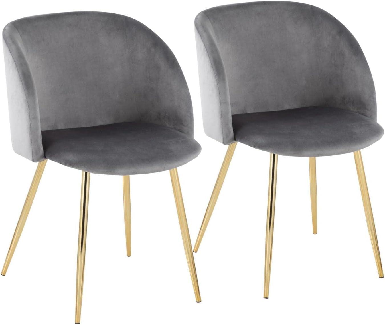 Set of 2 Fran Dining Chairs Velvet/Steel Gold/Silver - LumiSource: Modern Bucket Seat, Tapered Legs