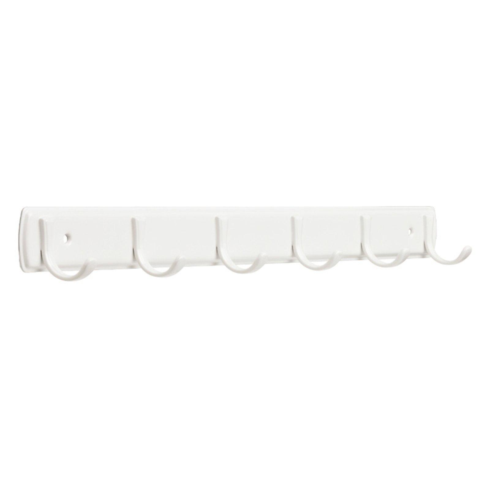 Franklin Brass 19.29 In. Steel Sheet Metal Rail With 6 Hooks, White
