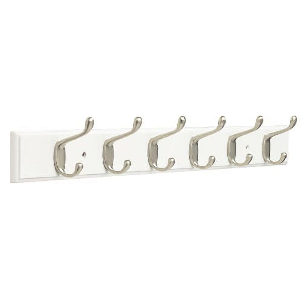 Franklin Brass 27 in. Rail with 6 Heavy Duty Coat and Hat Hooks in Bark and Satin Nickel