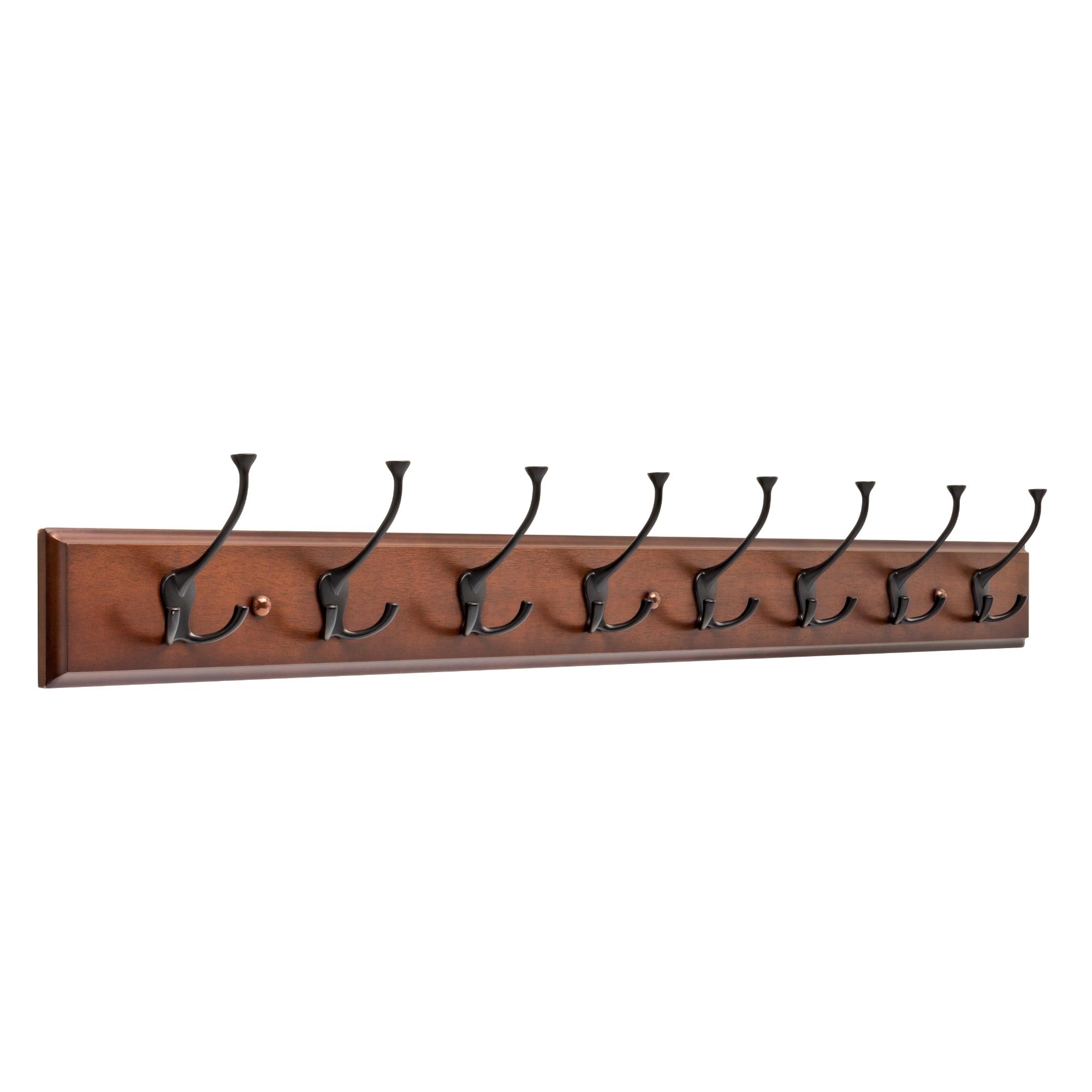 Cocoa and Black 45" Tri-Hook Wall Mounted Coat Rack